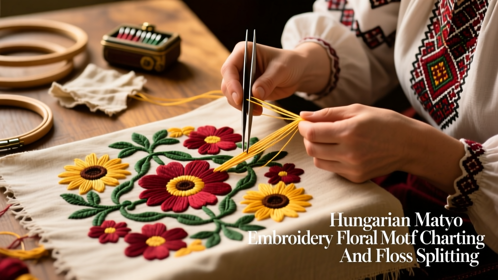 Hungarian Matyo Embroidery Floral Motif Charting And Floss Splitting