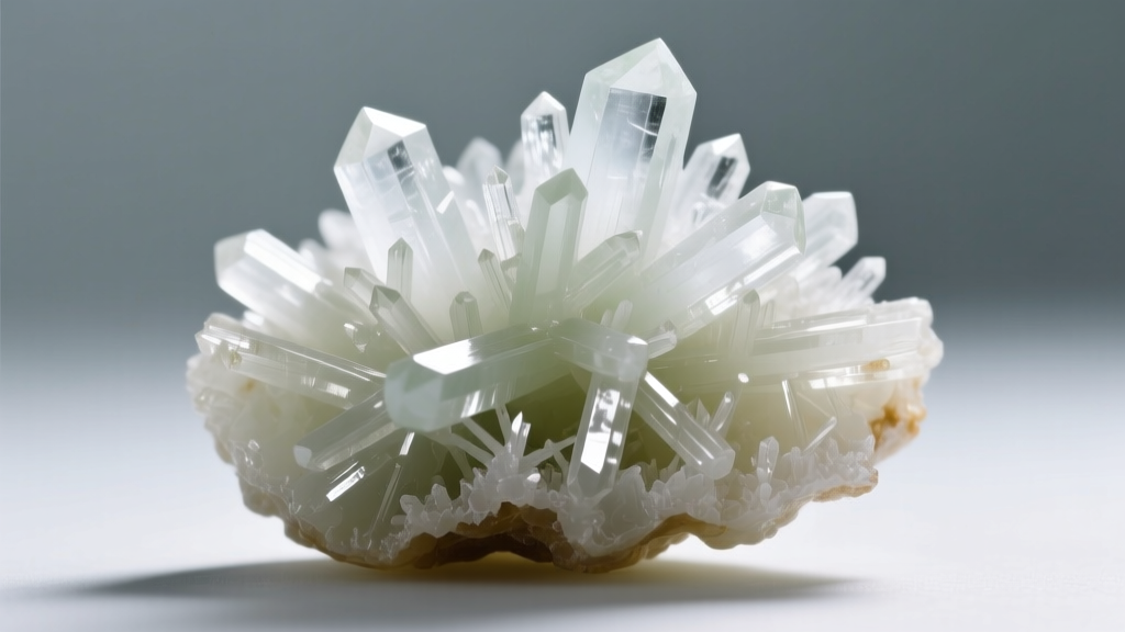 Macro shot showing the fibrous interlocking crystal structure of natural white nephrite jade under bright gemological lighting.