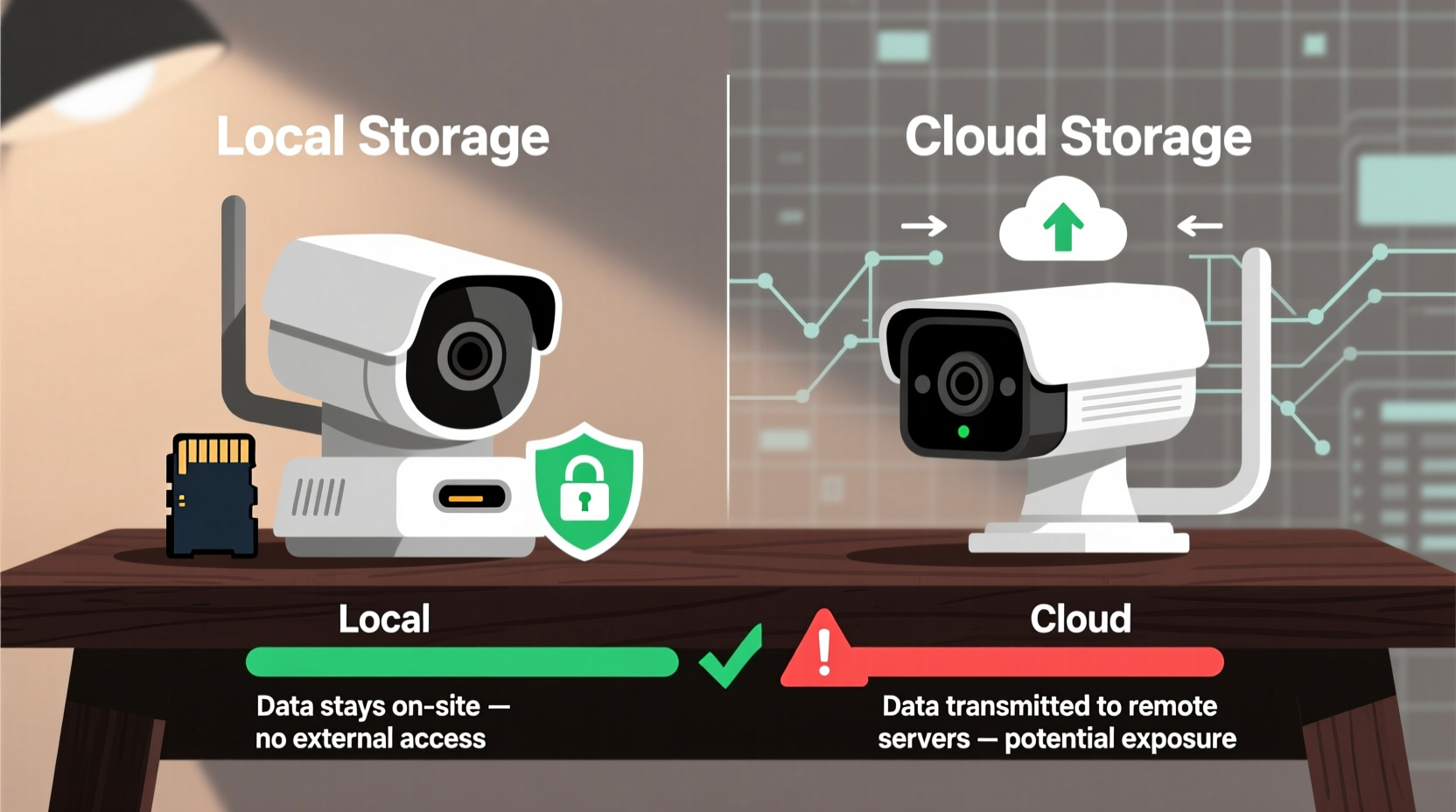 wireless security cameras with local storage vs cloud which is more private
