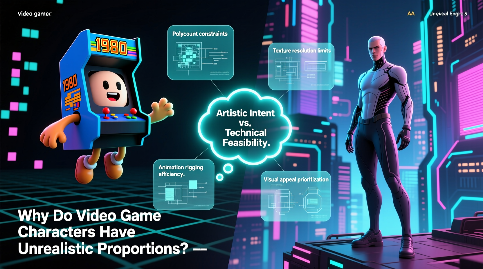 why do video game characters have unrealistic proportions art style or tech limits