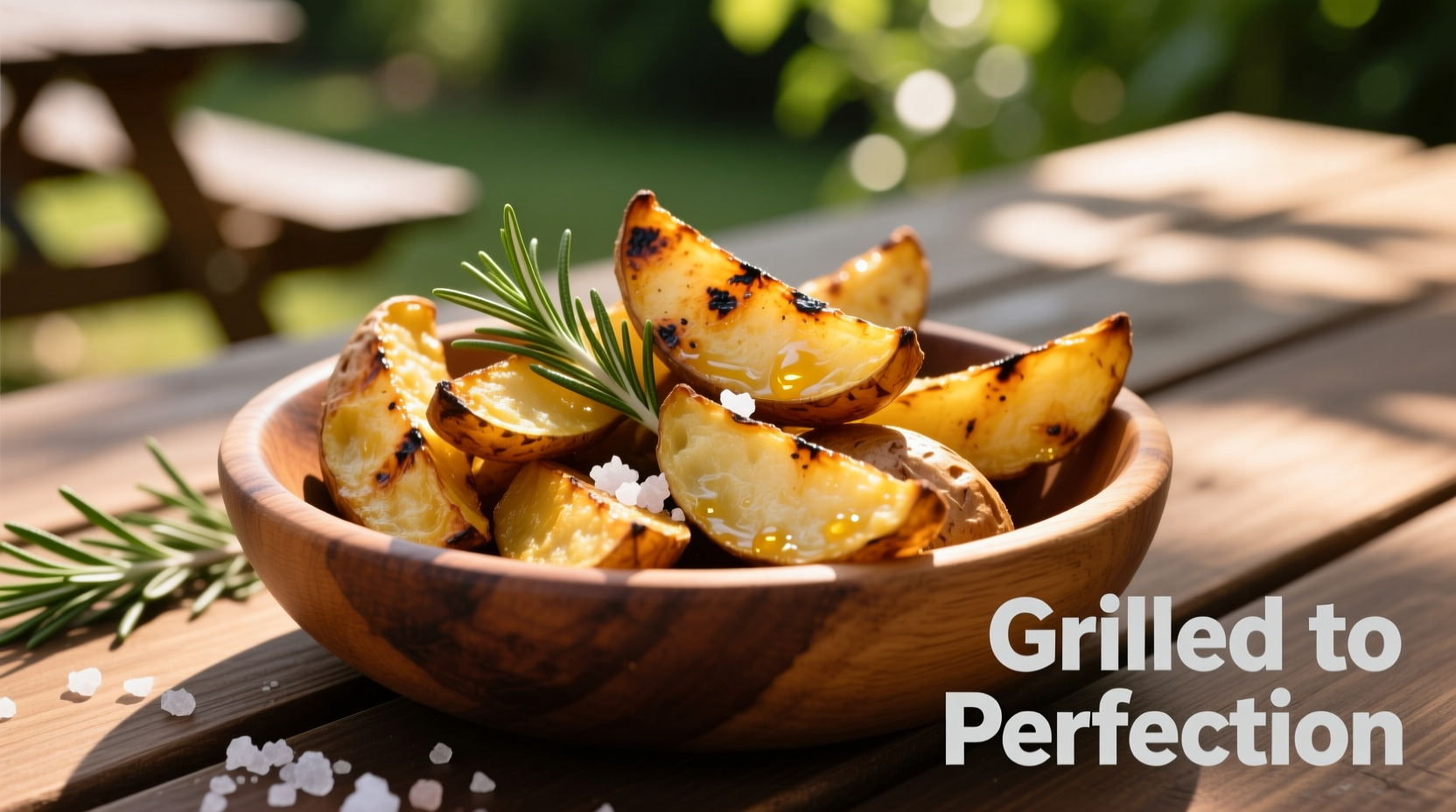 Potato griller with golden brown wedges