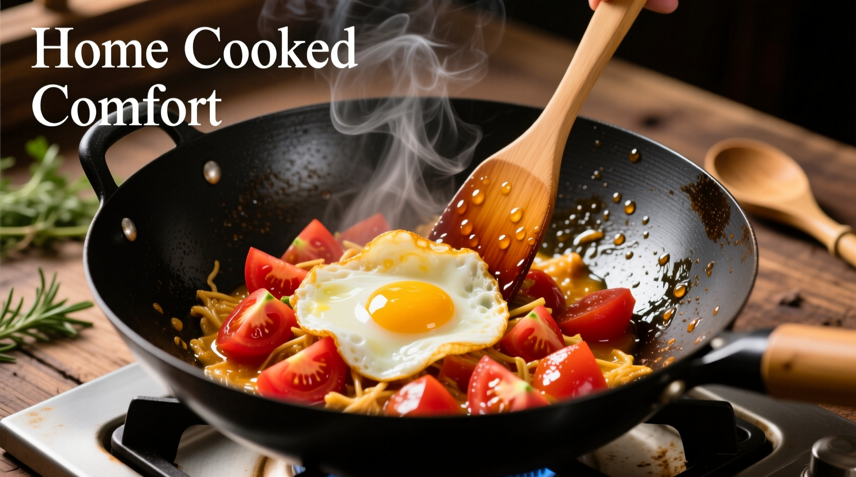Chinese egg and tomato stir-fry in wok