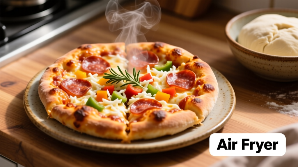Crispy Frozen Mini Deep Dish Pizza in Air Fryer