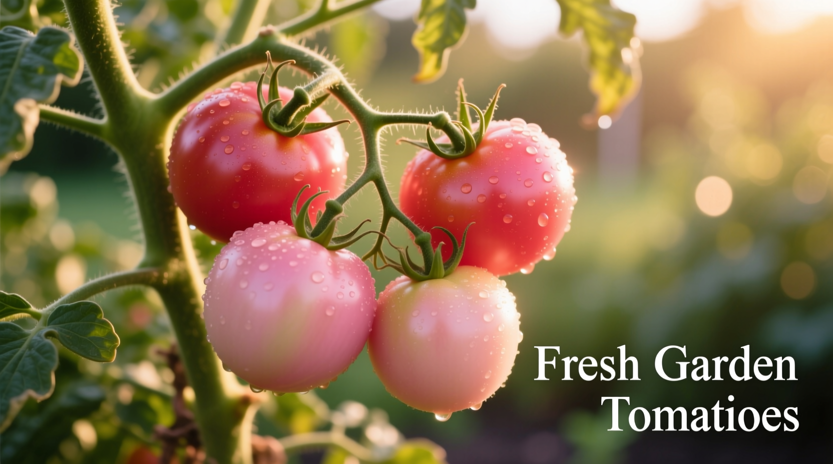 Ripe blush tomatoes on vine with characteristic pink gradient
