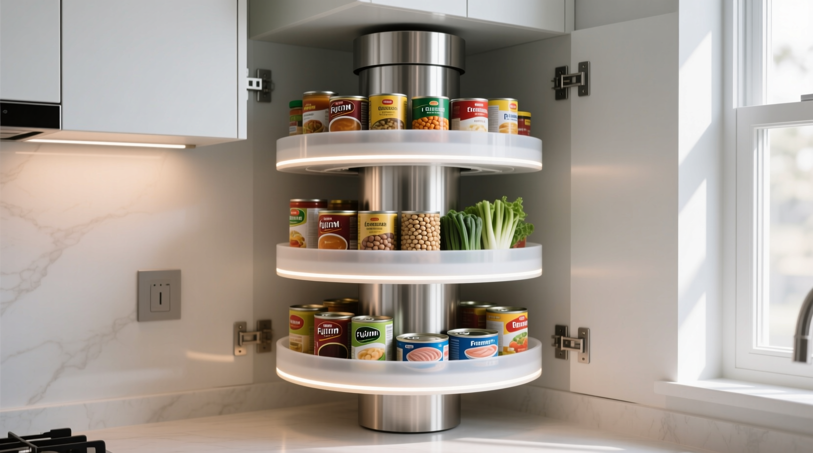 build a rotating shelf to keep canned goods at hand