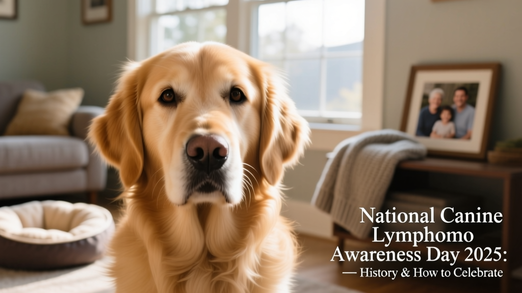 A gentle close-up of a calm, attentive dog looking into the camera, symbolizing health and awareness