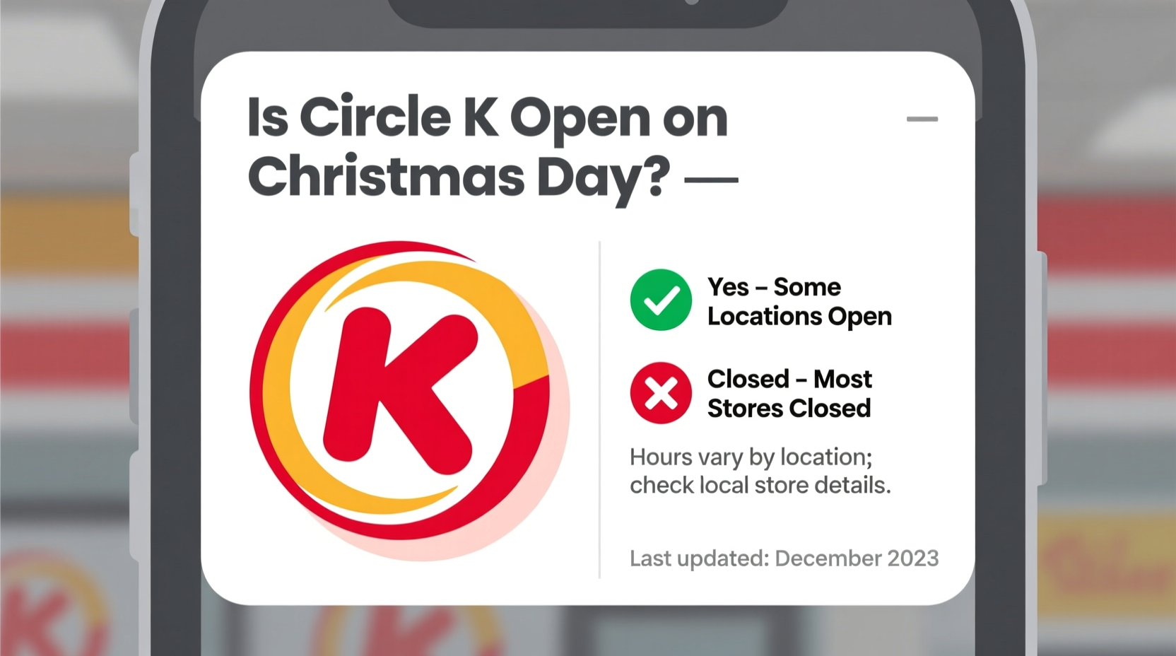 is circle k open on christmas