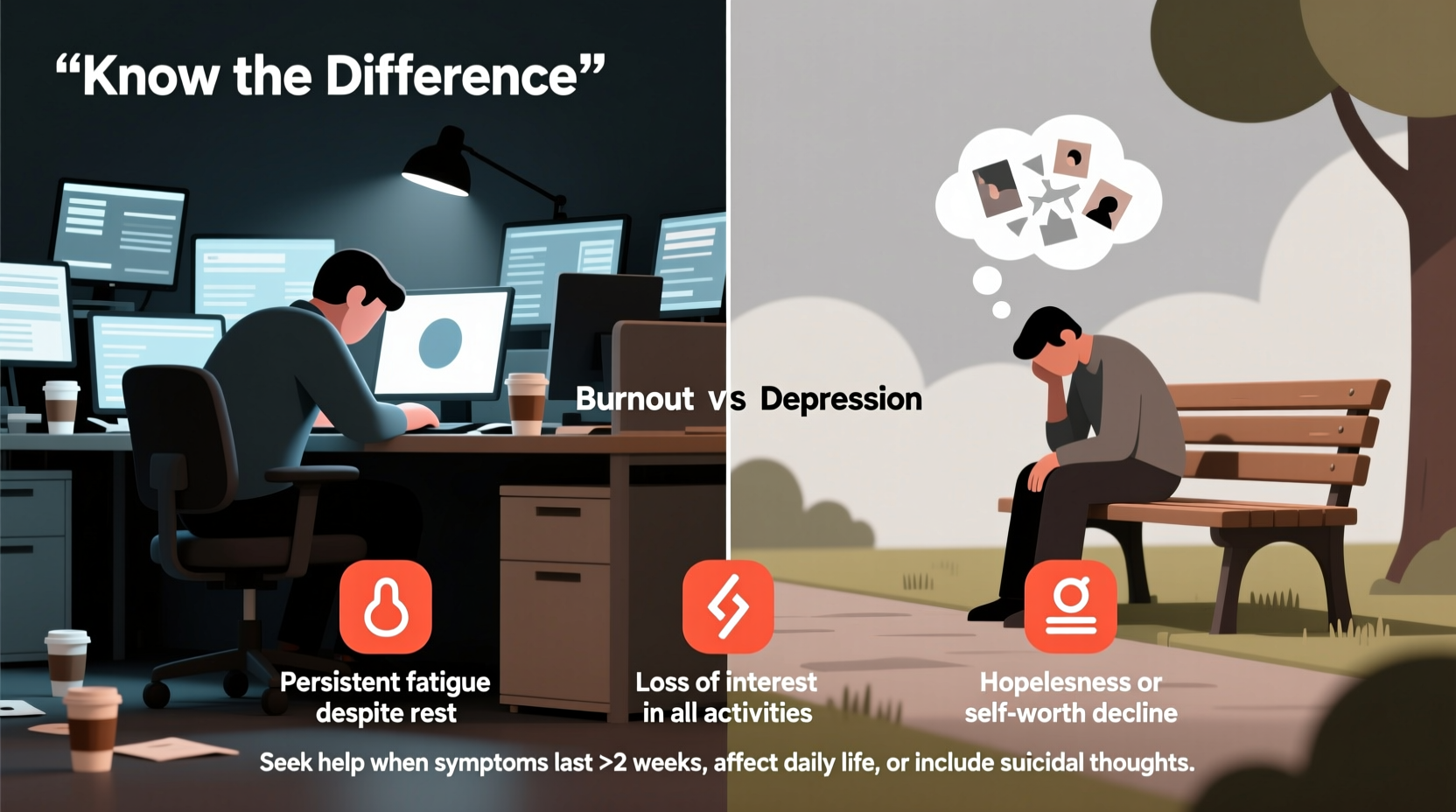 burnout vs depression how to tell the difference and when to seek help