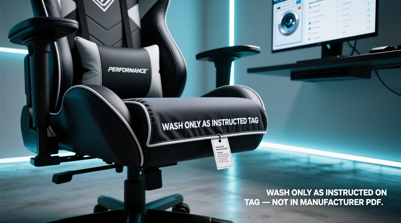 gaming chair seat cover laundry tags vs manufacturer instructions