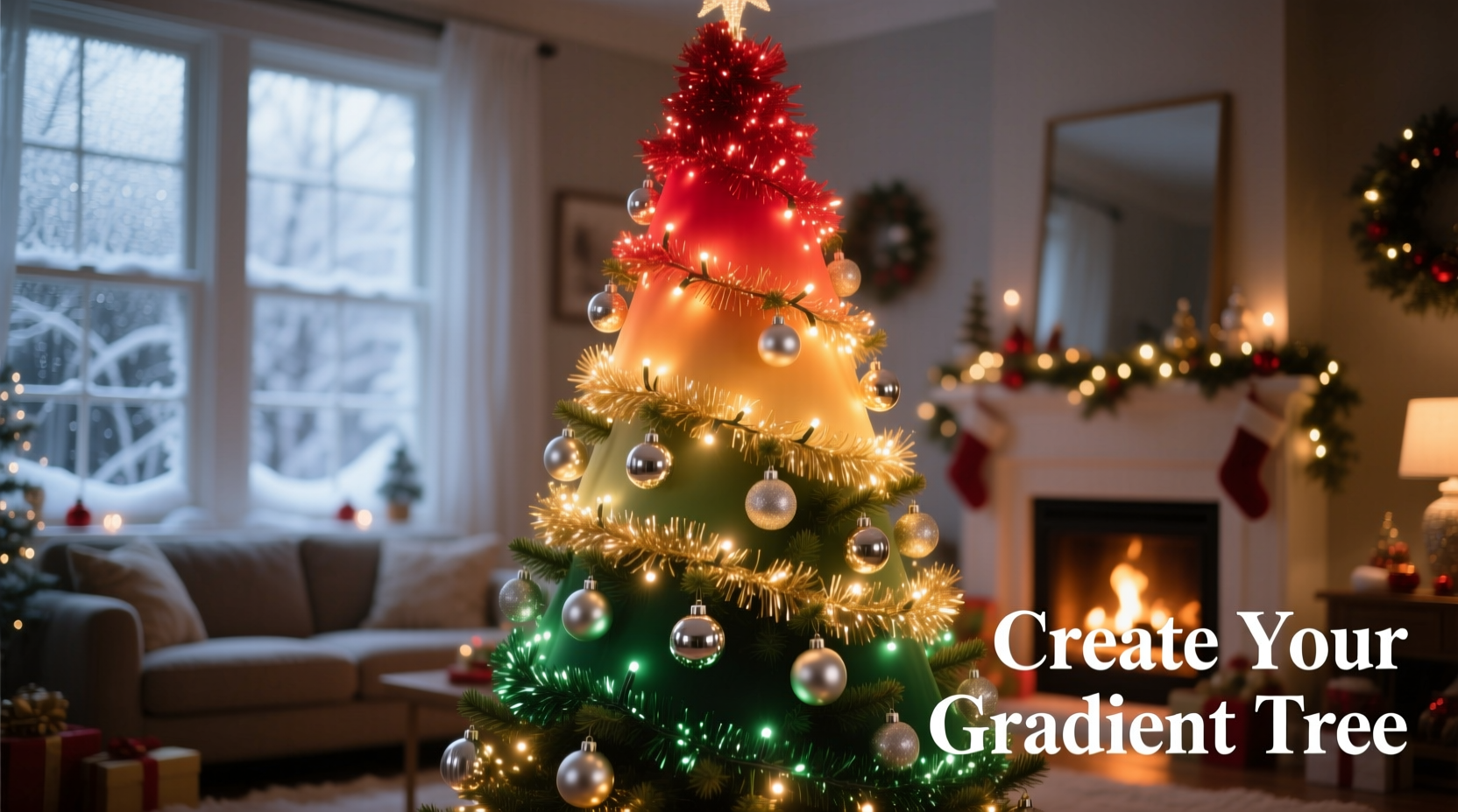 how to create a gradient color scheme on a christmas tree using lights