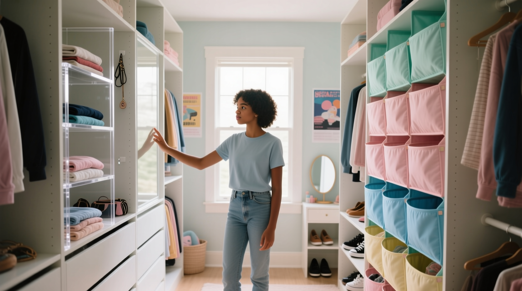 closet organization tips acrylic vs fabric for teens