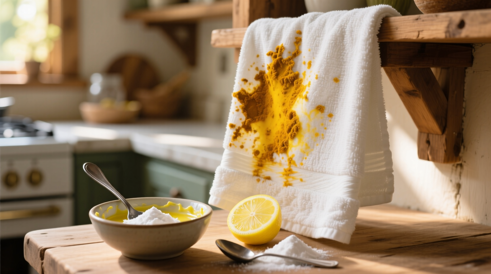 how to remove dried turmeric stains without chlorine