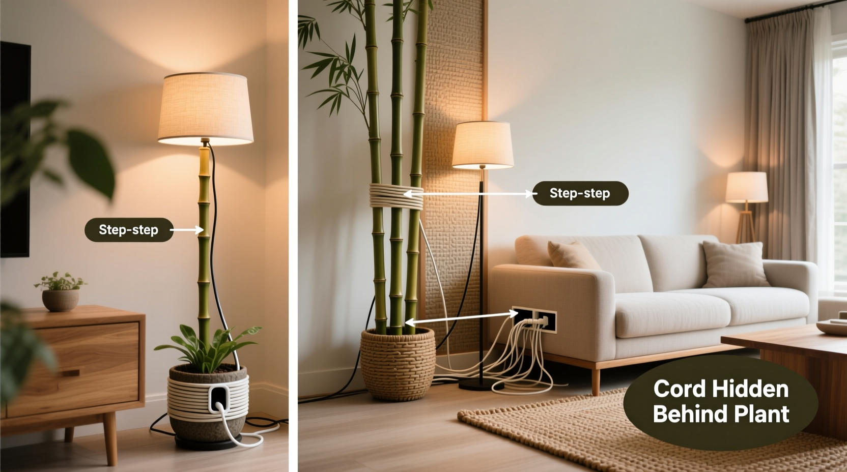 how to hide cords from standing lamps without remodeling your space