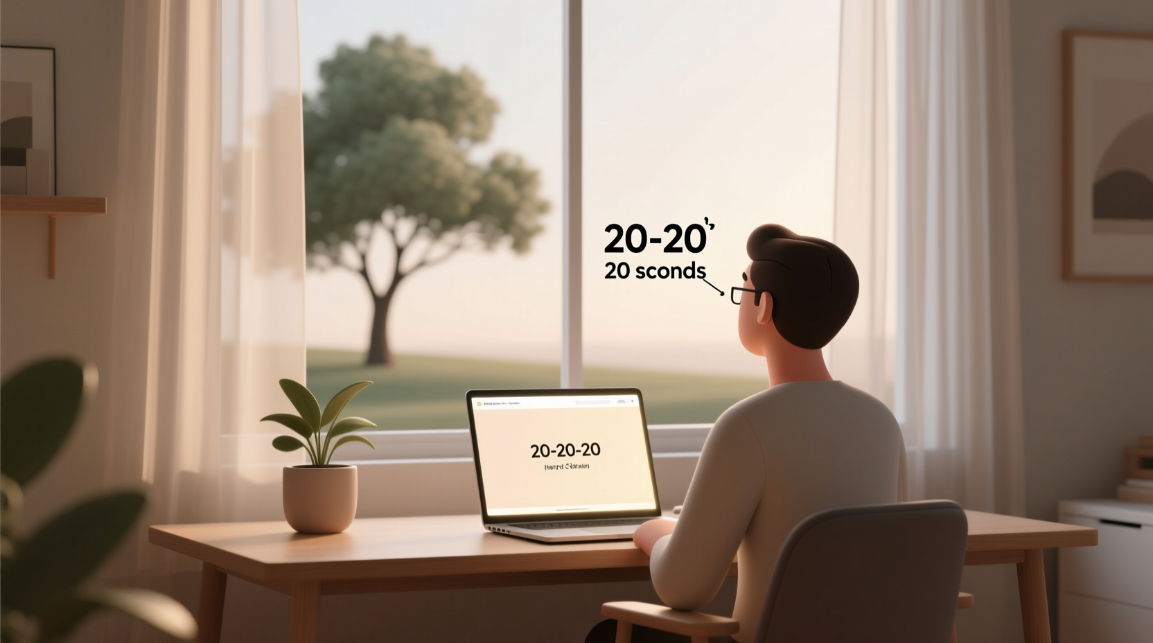 reduce computer caused eye strain with the 20 20 20 rul