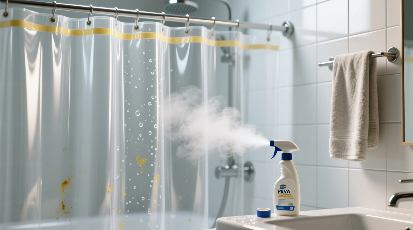 how to remove fake tan from shower liner without scrubbing