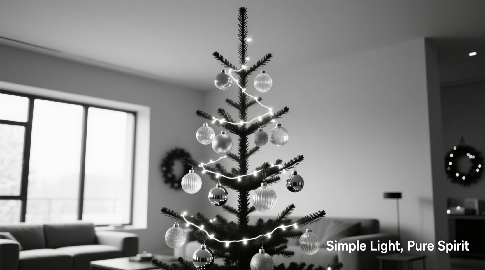 how to create a minimalist christmas tree look using only white lights and clear ornaments