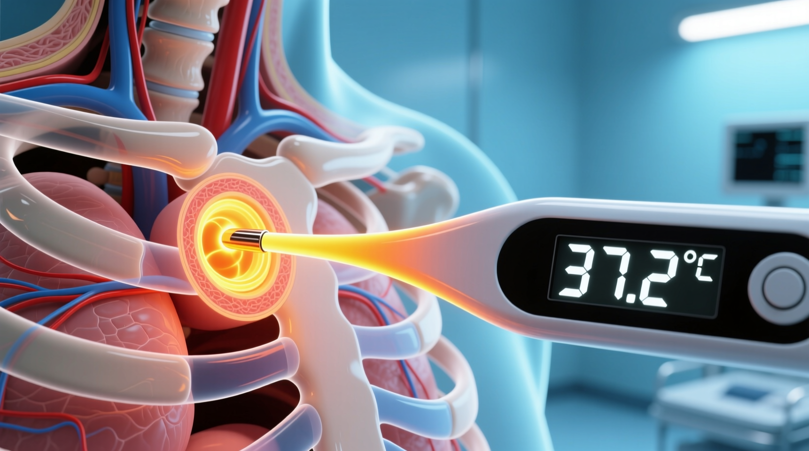 Thermometer measuring rib internal temperature