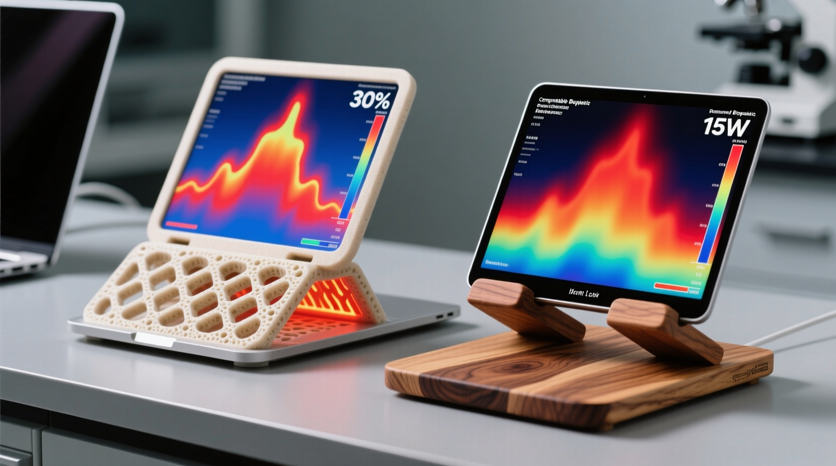 compostable vs reclaimed wood laptop stand cooling