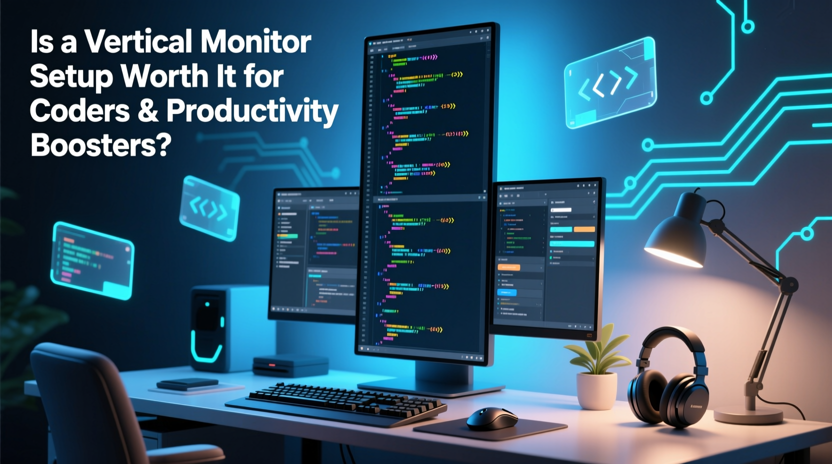 is a vertical monitor setup worth it for coders and productivity boosters