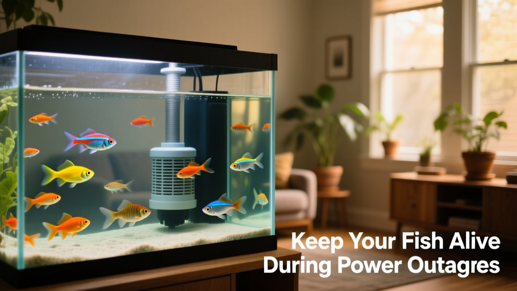 Aquarium with healthy fish swimming near a filter and heater, lit by ambient room light