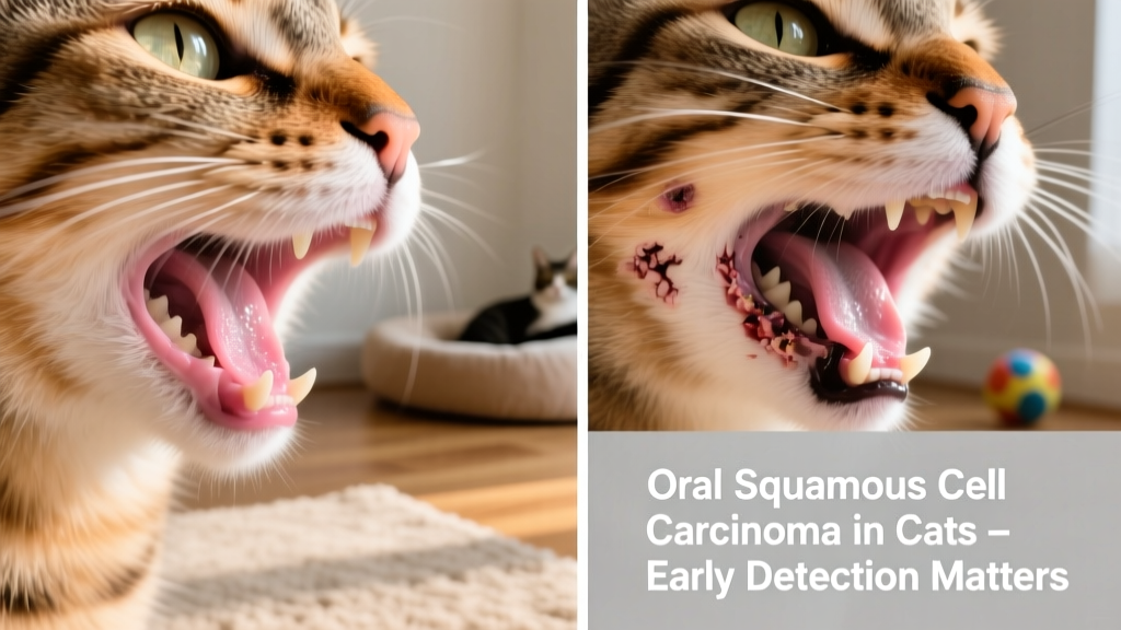 Side-by-side comparison showing healthy pink gum tissue versus ulcerated, raised lesion typical of oral squamous cell carcinoma