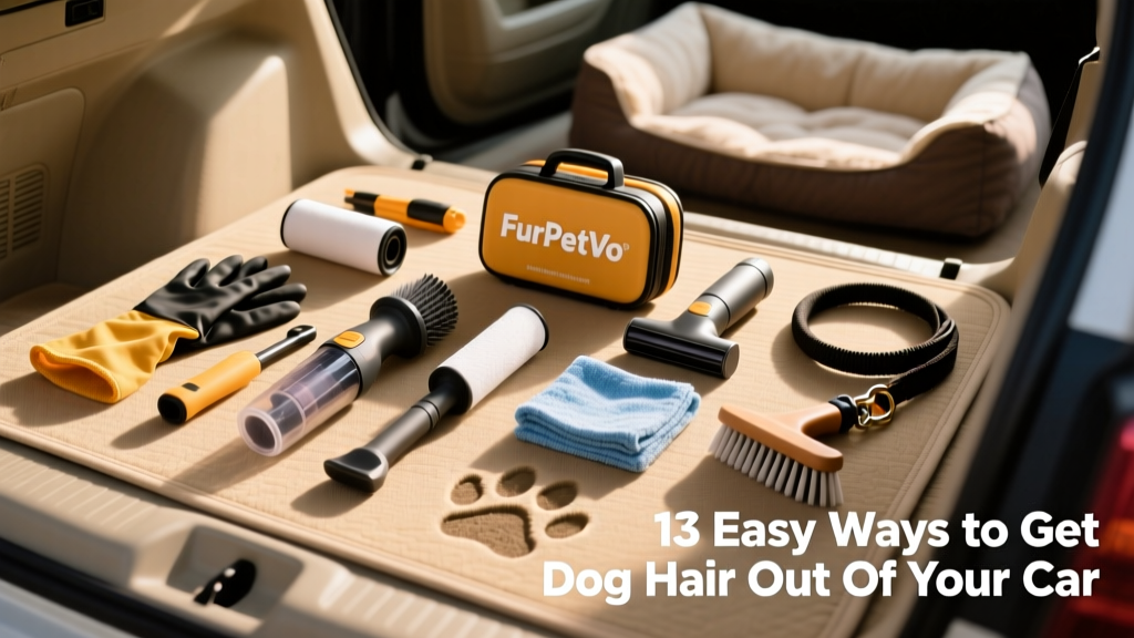 Organized FurPetVo car cleaning kit with tools laid out on trunk mat