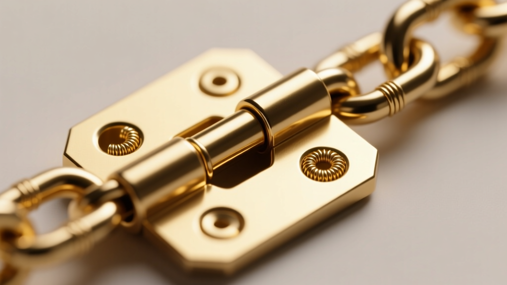 Macro photography of a single panther chain link hinge, showing the micro-soldered pin connecting two flat geometric gold segments.