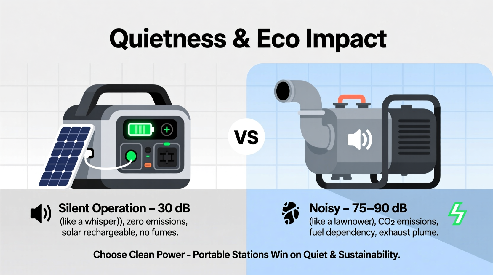portable power stations vs gas generators quietness and eco impact compared