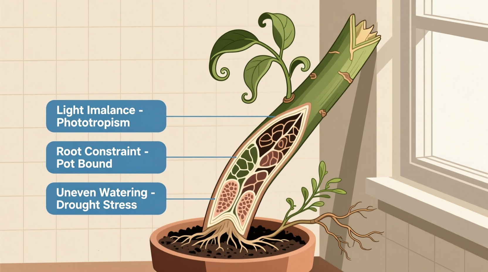 why is my plant growing sideways possible issues and fixes