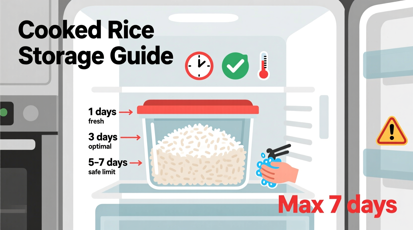 how long cooked rice in fridge