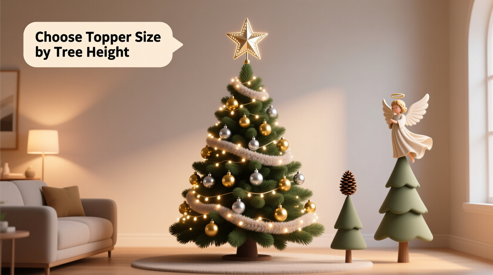how to choose a christmas tree topper that complements your tree size