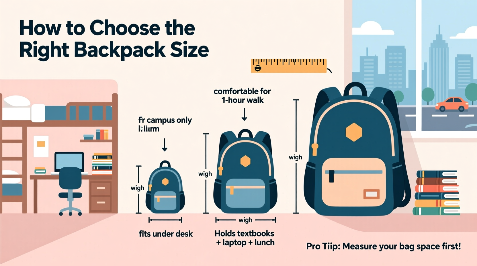 how to choose the right backpack size for college dorms and commutes