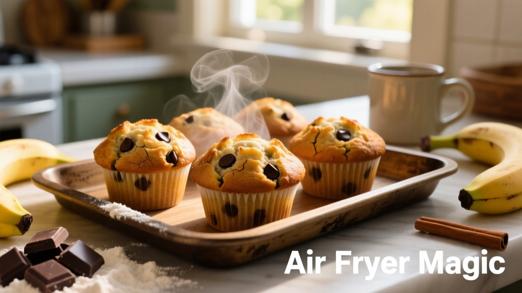 Air Fryer Banana Chocolate Chip Muffins