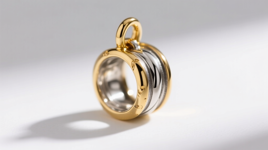 Macro shot of a James Avery gold vermeil charm showing edge wear, revealing the sterling silver base metal beneath the gold layer