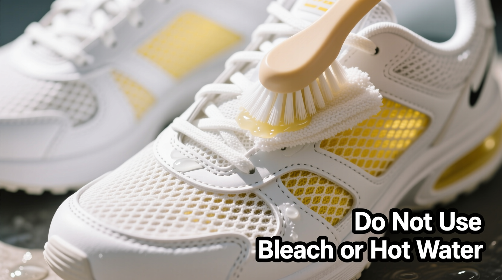 how to clean white sneakers without yellowing the mesh material