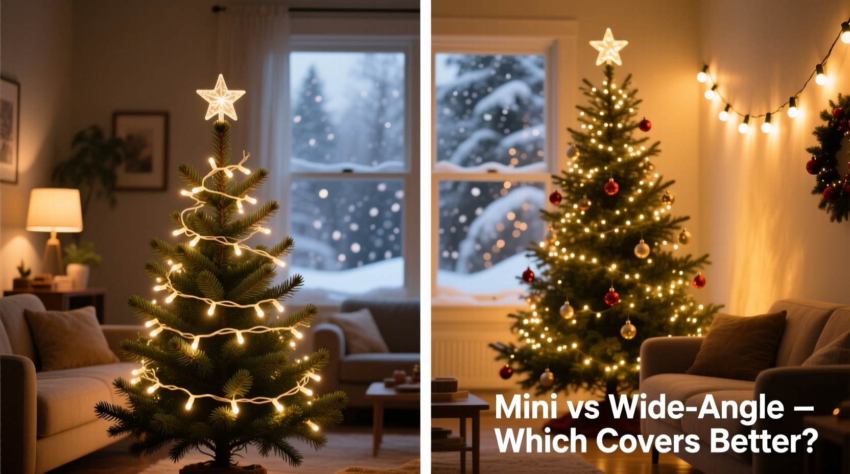 mini vs wide angle christmas tree lights which creates better coverage