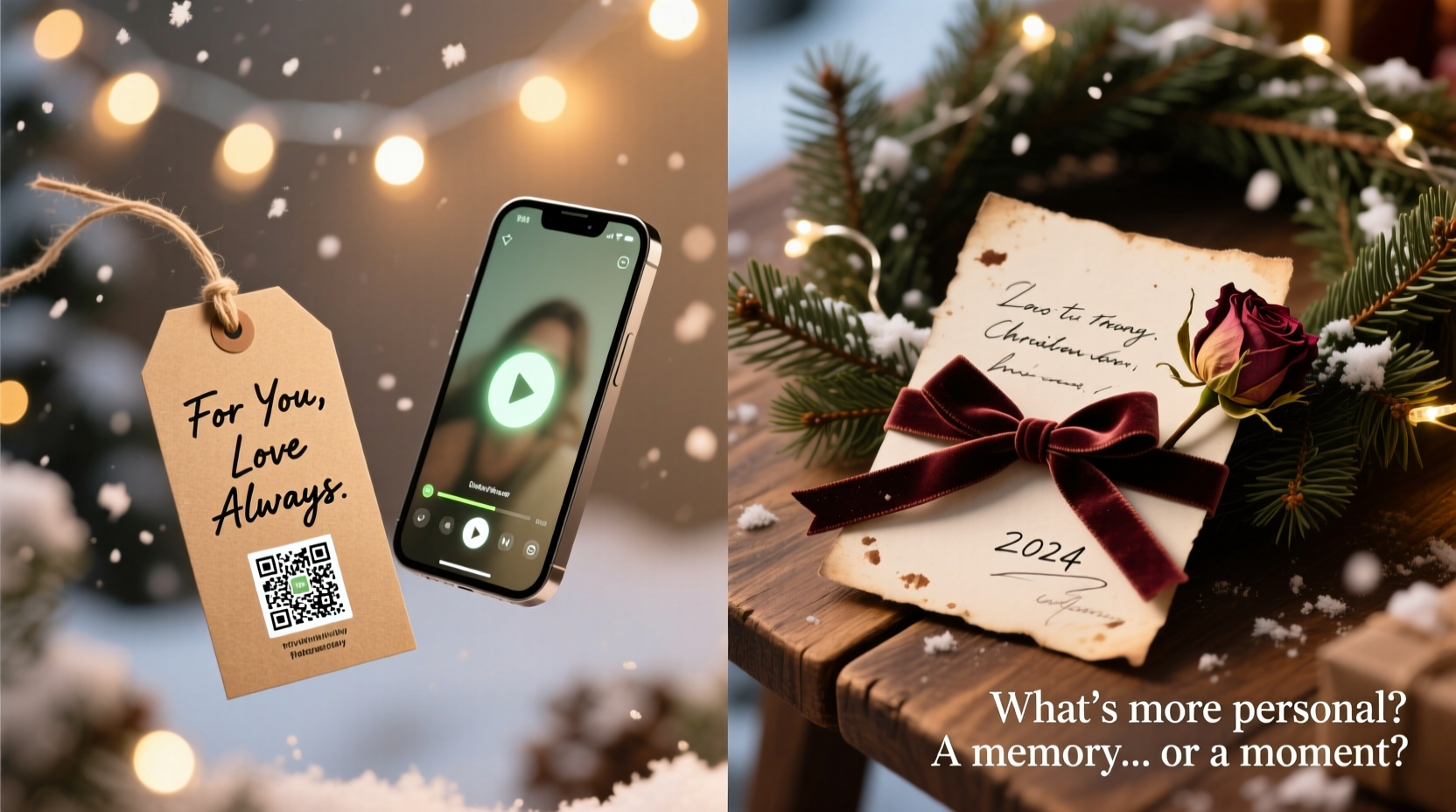 christmas gift tags with qr codes linking to video messages vs printed notes which feels more personal in 2024