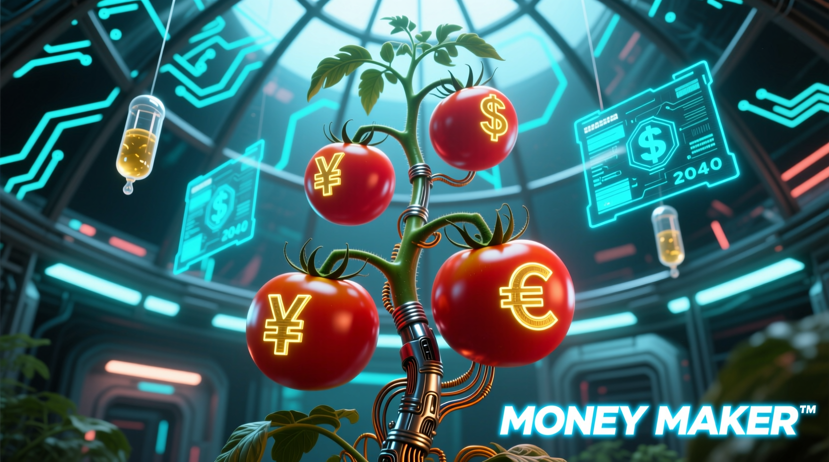 Money Maker tomato plant with ripe fruits