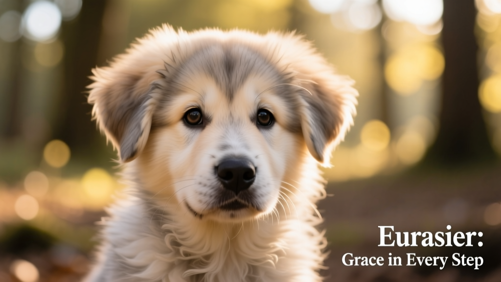 closeup of an eurasier puppy looking at camera