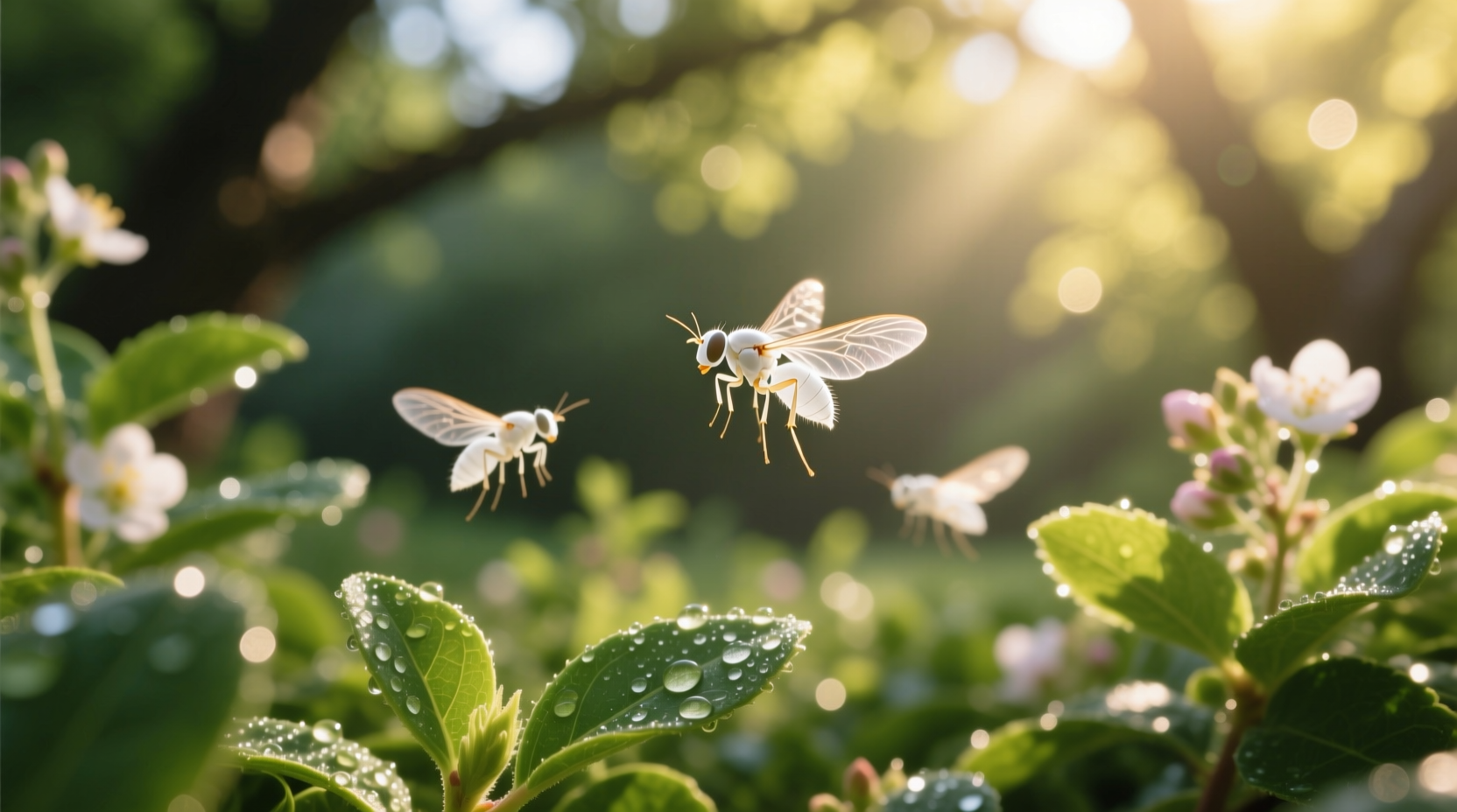 tiny white flying bugs on plants