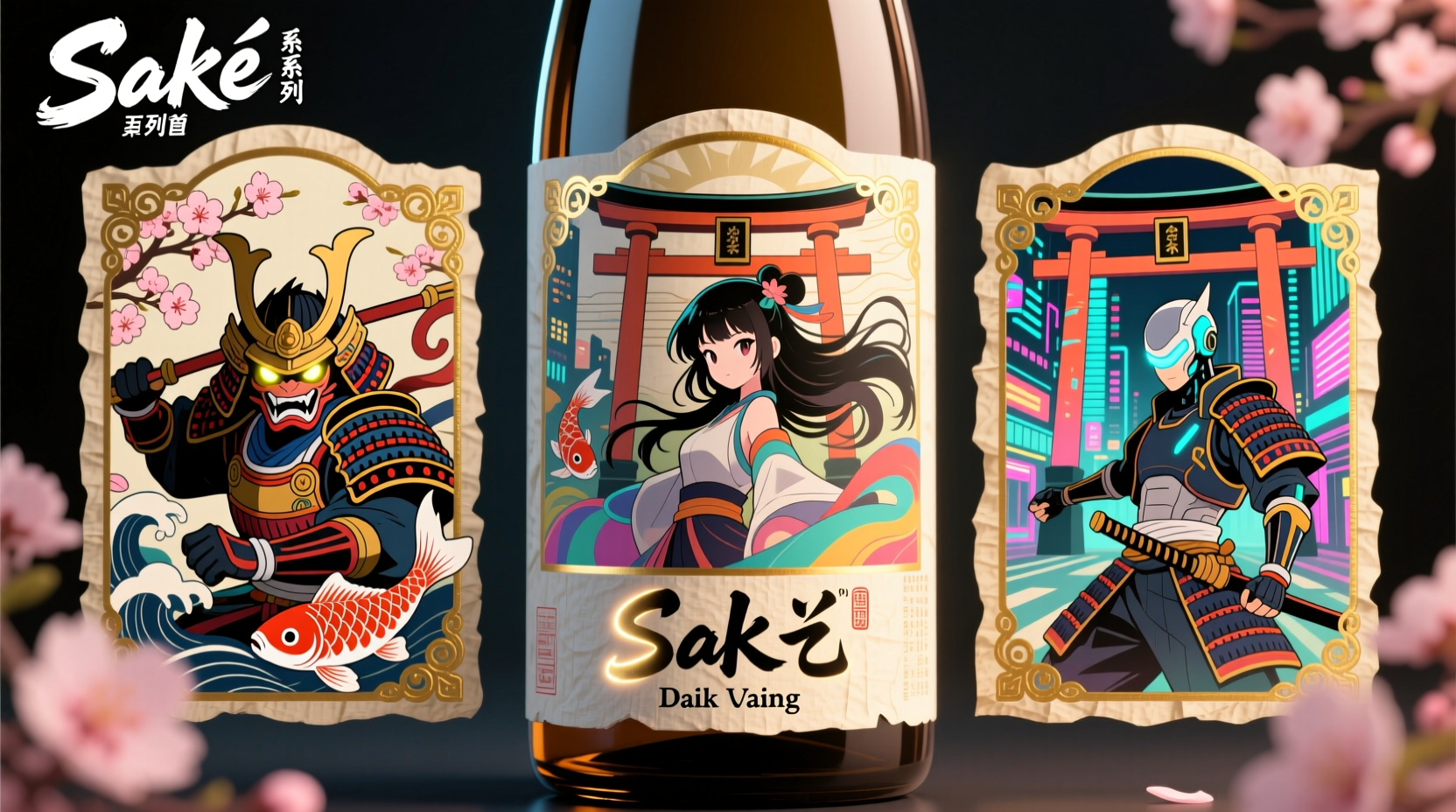 anime-themed sake bottles collectible labels from Japan's pop culture