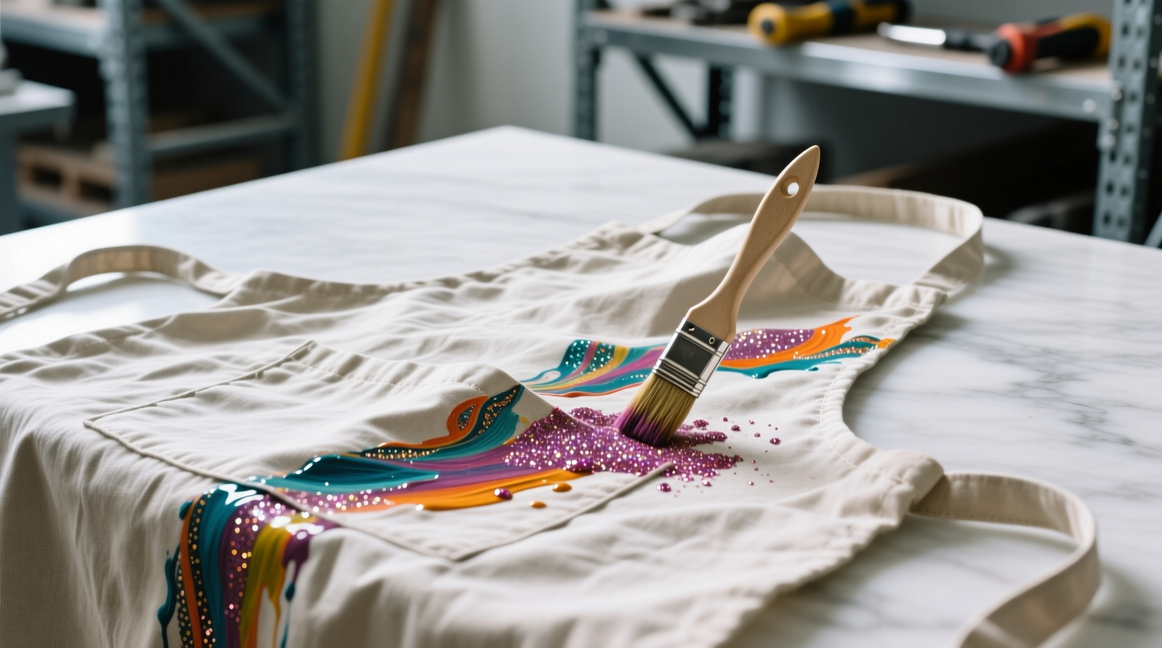 glitter glue removal for craft aprons