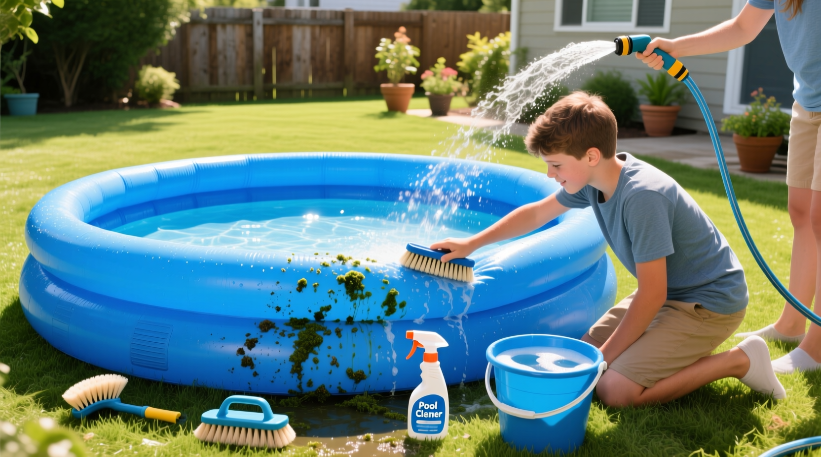 how to clean an inflatable pool