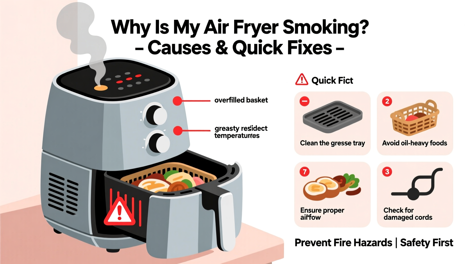 why is my air fryer smoking causes and quick fixes to avoid fire hazards