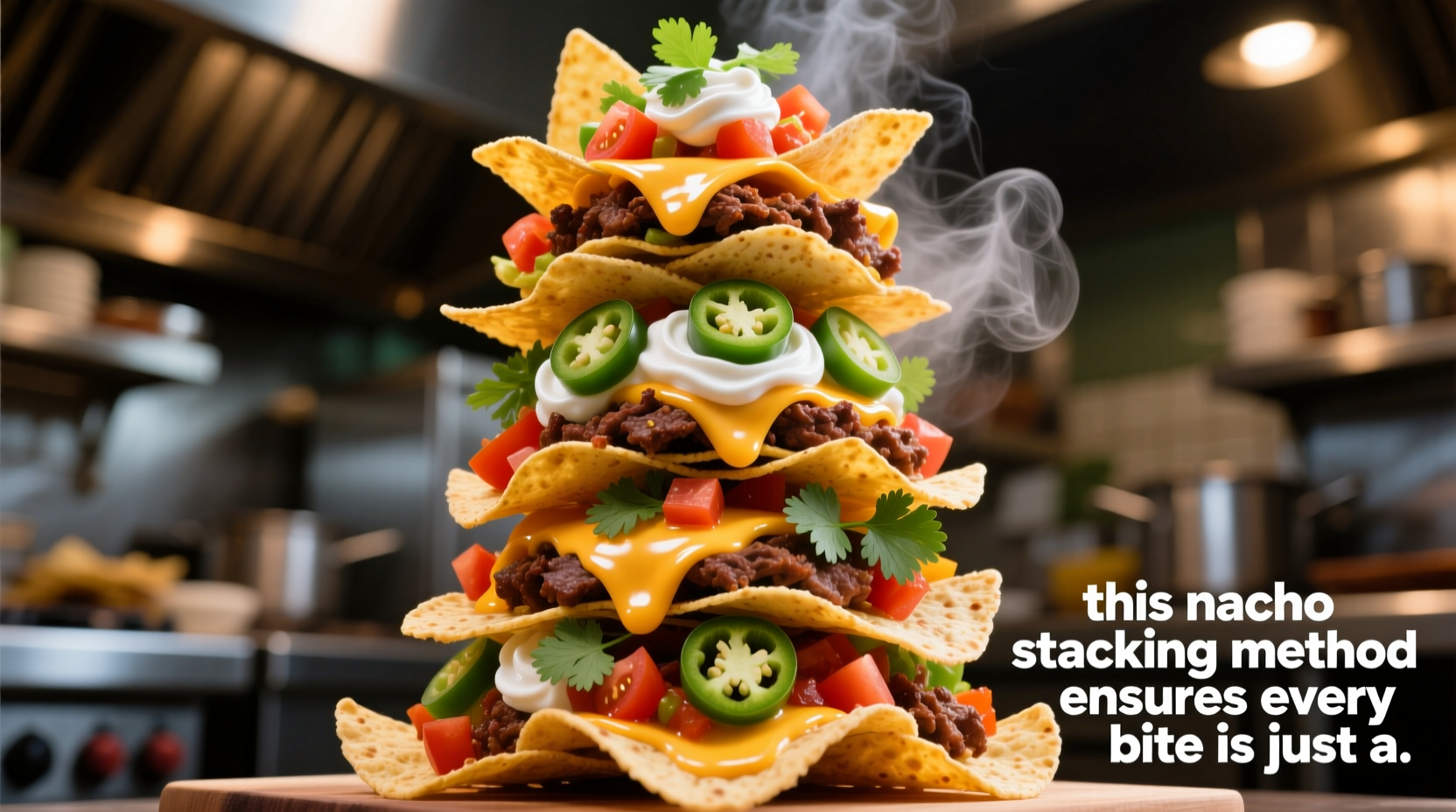 this nacho stacking method ensures every bite is just a