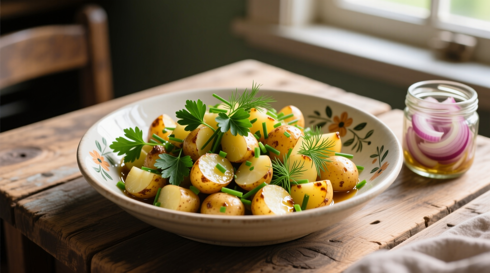 Vinegar potato salad with fresh herbs