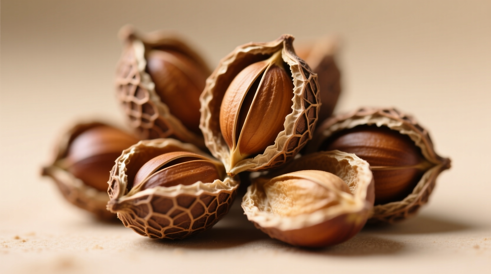 Close-up of apple seeds showing their brown protective coating