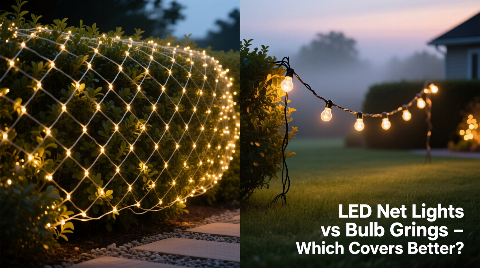 led net lights vs individual bulb strings for covering bushes