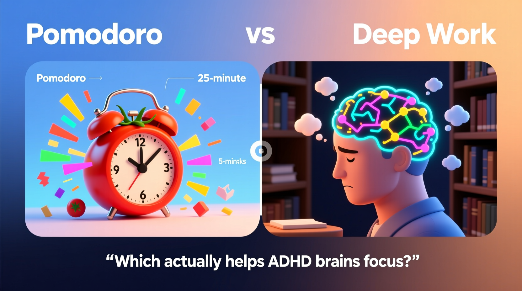 pomodoro technique vs deep work which method actually helps adhd brains focus