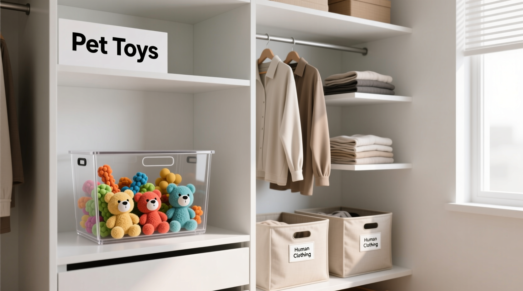closet organization tips for pet toy rotation